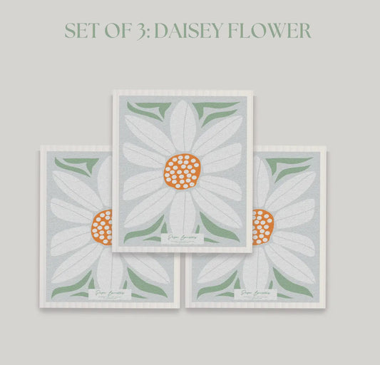 Swedish reusable daisy Dishcloths-3 pack