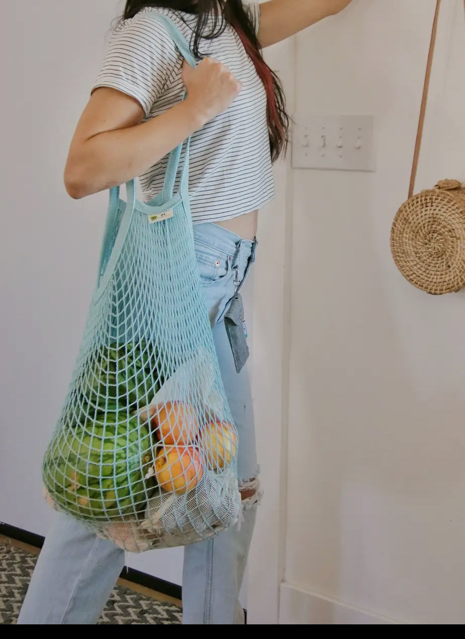 Huge Mesh Market Bag| Blue